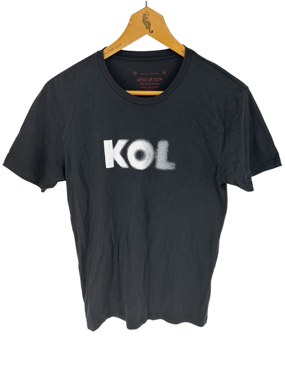 Kings of Leon KOL Fade Tee Logo Print Band Tee in Charcoal Unisex Size Medium